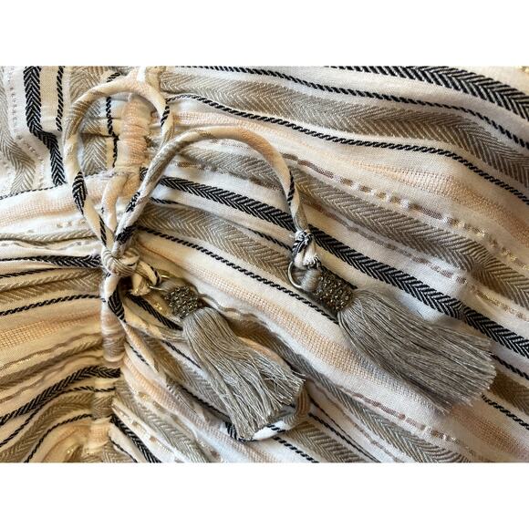 NWT Blue Island Beach Striped W/ Tassel V Neck Maxi Swim Coverup Boho Size Small - Picture 7 of 13